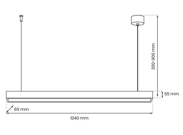 Lampa liniowa wisząca LUNGO 18W MLP8912 Milagro 124cm 1xT8 LED Loft nowoczesna sufitowa oświetleniowa zwis do biura nad biurko stół czarna czarny Inspiracje Premium
