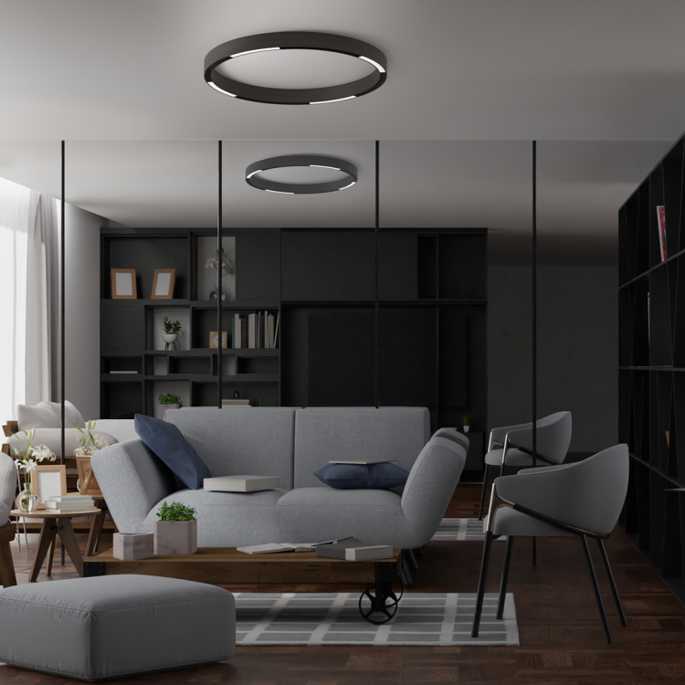 Oprawa Liniowa Lampa LED 19cm 10W do Szynoprzewodu okrągłego Szyny niskonapięciowy System ROUND MAGNETIC TRACK ML8687 Milagro 3000K Loft średnicy 60cm 600mm nowoczesna sufitowy oświetlenie szynowe listwa natynkowa podtynkowa 48V czarna Inspiracje Premium