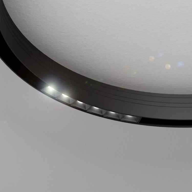 Oprawa Liniowa Lampa Raster LED 19cm 6W do Szynoprzewodu okrągłego Szyny niskonapięciowy System ROUND MAGNETIC TRACK ML8693 Milagro 3000K Loft średnicy 90cm 900mm sufitowy oświetlenie szynowe listwa natynkowa podtynkowa 48V czarna Inspiracje Premium