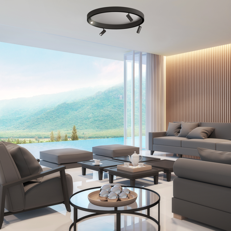 Lampa szynowa Reflektor szynowy LED 7W do Szynoprzewodu okrągłego Szyny niskonapięciowy System ROUND MAGNETIC TRACK ML8694 Milagro 4000K Loft średnicy 60cm 600mm sufitowy oświetlenie szynowe listwa natynkowa podtynkowa 48V czarna czarny Inspiracje Premium