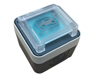 Gniazdo natynkowe do ładowania samochodu elektrycznego stacjonarne EV Witty XEV080 Hager 2P+T IP55 250V 1-fazowa 16A dla podłączenia pojazdów aut samochodów elektrycznych w domu garażu