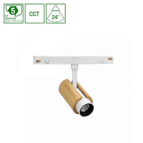 SYSTEM SHIFT CCT- SPOT S WOOD 35X140X178mm 6W 24ST Biały CCT SWITCH 5 Lat Gwarancji WLD+40002_CCT_WOOD WOJNAROWSKI Lighting