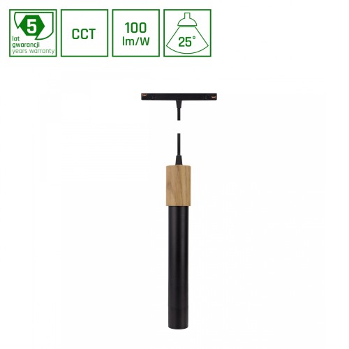 SYSTEM SHIFT CCT- HANGIT WOOD 40X297 (900mm kabel) 12W 25ST Czarny CCT SWITCH 5 Lat Gwarancji WLD+40006_CCT_WOOD WOJNAROWSKI Lighting