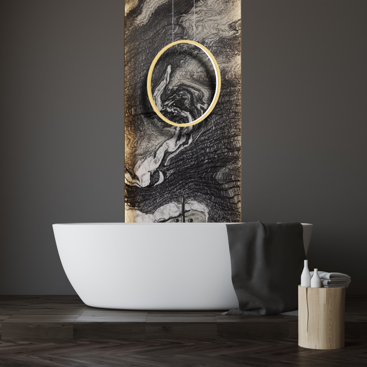 Lampa sufitowa wisząca okrąg koło Industrialna Loft SATURNO GOLD ML8855 28W LED ML8856 Milagro 4000K 50cm nowoczesna oprawa oświetleniowa okrągła metal żyrandol złoty złota zwis Inspiracje Premium