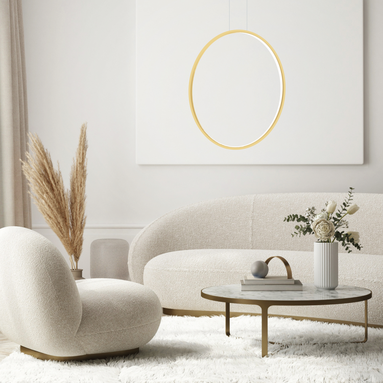 Lampa sufitowa wisząca okrąg koło Industrialna Loft SATURNO GOLD 46W LED ML8857 Milagro 4000K 80cm nowoczesna oprawa oświetleniowa okrągła metal żyrandol złoty złota zwis Inspiracje Premium