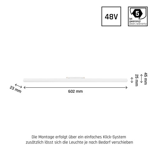SYSTEM SHIFT - LINE M oprawa na szynoprzewód 602x23x42mm 17W 100st biały 5 Lat Gwarancji CASAMBI WLD+40038_CASAMBI WOJNAROWSKI Lighting
