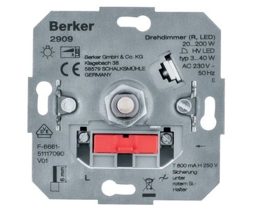 one.platform Ściemniacz obrotowy obciążenie R 20-200 W, LED 3-40 W 2909 HAGER BERKER B.Kwadrat B.3 B.7 Q.1 Q.3 Q.7 K.1 K.5 R.1 R.3 R.8 Serie 1930 R.classic