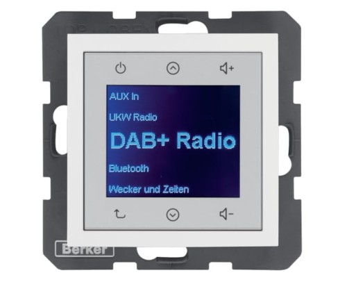 B.x Radio Touch DAB+ Bluetooth biały połysk 30848989 HAGER BERKER Podtynkowe w gniazdku ścianie B.Kwadrat B.3 B.7