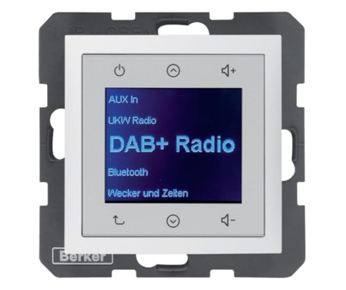 B.x Radio Touch DAB+ Bluetooth biały mat 30849909 HAGER BERKER Podtynkowe w gniazdku ścianie B.Kwadrat B.3 B.7