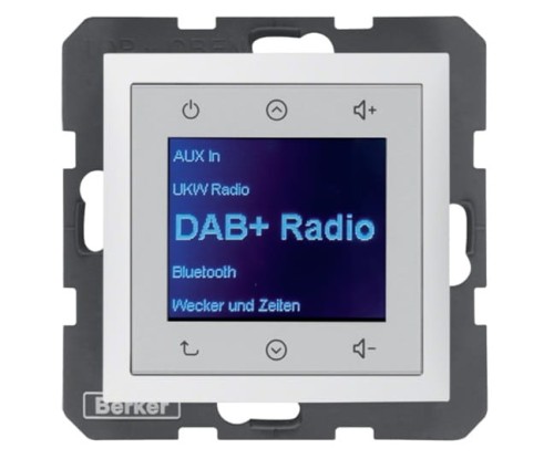 B.x Radio Touch DAB+ biały mat 29849909 HAGER BERKER Podtynkowe w gniazdku ścianie B.Kwadrat B.3 B.7