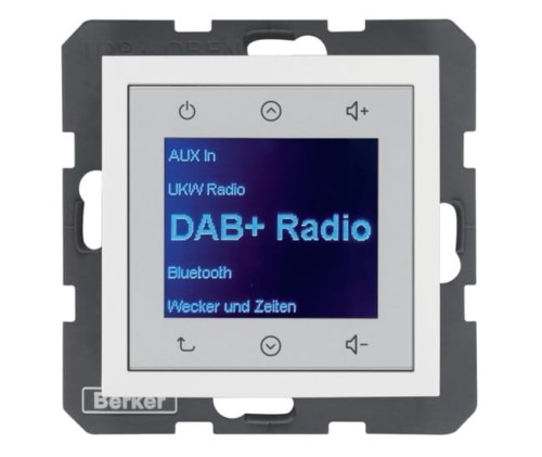 B.x Radio Touch DAB+ biały połysk 29848989 HAGER BERKER Podtynkowe w gniazdku ścianie B.Kwadrat B.3 B.7