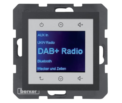 B.x Radio Touch DAB+ Bluetooth antracyt mat 30841606 HAGER BERKER Podtynkowe w gniazdku ścianie B.Kwadrat B.3 B.7