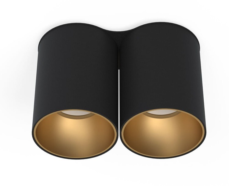 Sufitowa oprawa lampa punktowa EYE TONE II BLACK/GOLD 8087 NOWODVORSKI Lighting  2xGU10  tuba podwójna spot natynkowa nowoczesna oświetleniowa czarna czarny czarno złota Inspiracje Premium