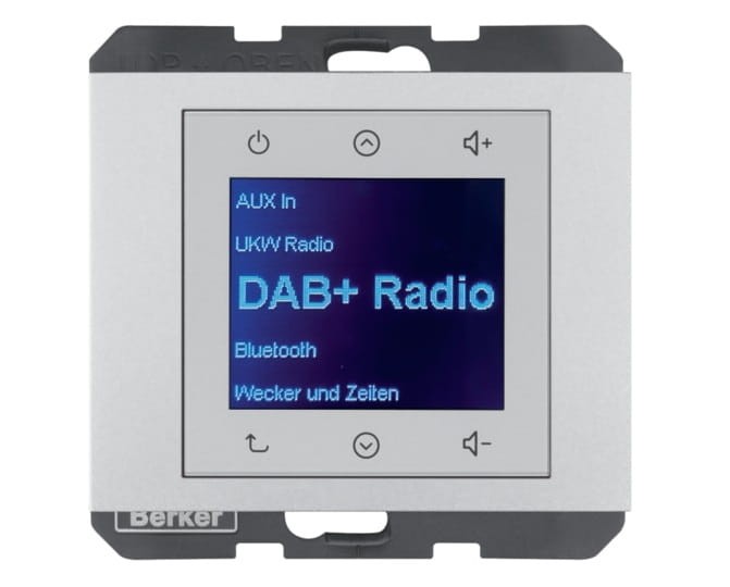 K.5 Radio Touch DAB+ Bluetooth aluminium 30847003 HAGER BERKER Podtynkowe w gniazdku ścianie