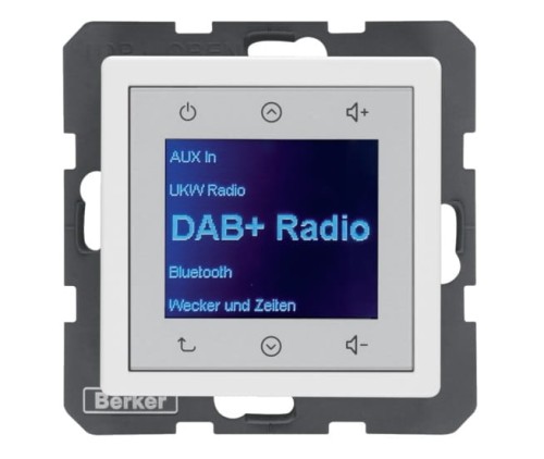 Q.x Radio Touch DAB+ Bluetooth biały aksamit 30846089 HAGER BERKER Podtynkowe w gniazdku ścianie Q.1 Q.3 Q.7