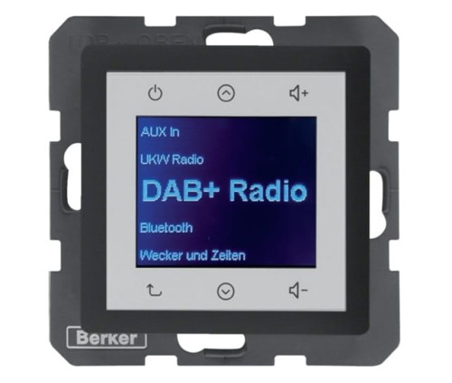 Q.x Radio Touch DAB+ Bluetooth antracyt aksamit 30846086 HAGER BERKER Podtynkowe w gniazdku ścianie Q.1 Q.3 Q.7