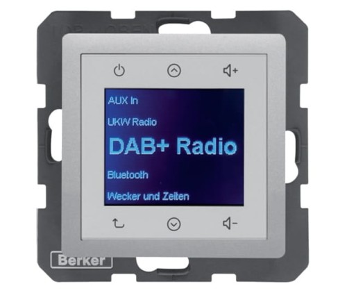 Q.x Radio Touch DAB+ Bluetooth aluminium aksamit 30846084 HAGER BERKER Podtynkowe w gniazdku ścianie Q.1 Q.3 Q.7