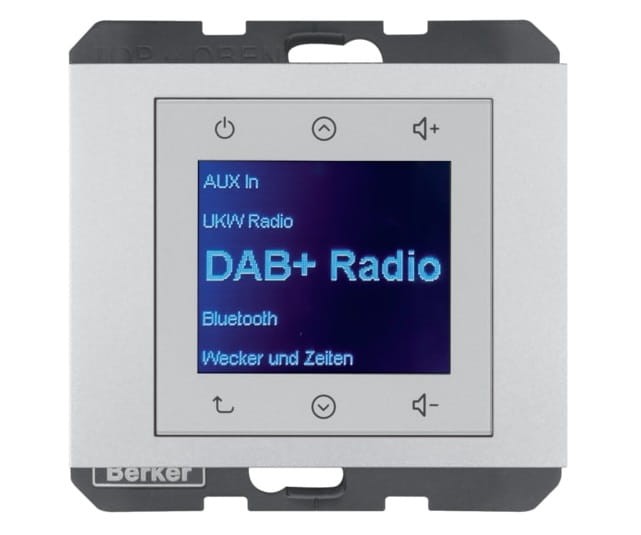 K.5 Radio Touch DAB+ aluminium 29847003 HAGER BERKER Podtynkowe w gniazdku ścianie