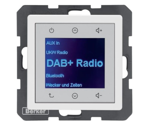 Q.x Radio Touch DAB+ biały aksamit 29846089 HAGER BERKER Podtynkowe w gniazdku ścianie Q.1 Q.3 Q.7