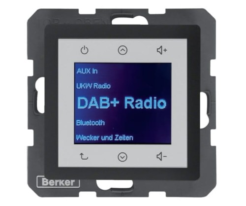 Q.x Radio Touch DAB+ antracyt aksamit 29846086 HAGER BERKER Podtynkowe w gniazdku ścianie Q.1 Q.3 Q.7