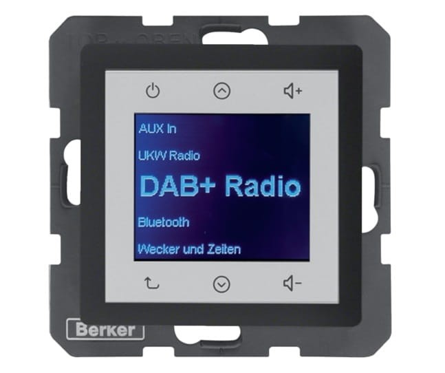 Q.x Radio Touch DAB+ antracyt aksamit 29846086 HAGER BERKER Podtynkowe w gniazdku ścianie Q.1 Q.3 Q.7