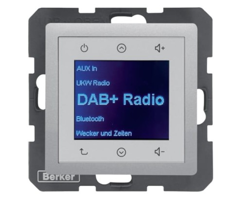 Q.x Radio Touch DAB+ aluminium aksamit 29846084 HAGER BERKER Podtynkowe w gniazdku ścianie Q.1 Q.3 Q.7
