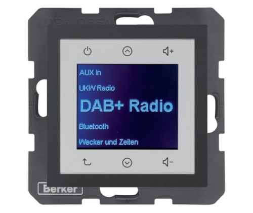 B.x Radio Touch DAB+ antracyt mat 29841606 HAGER BERKER Podtynkowe w gniazdku ścianie B.Kwadrat B.3 B.7