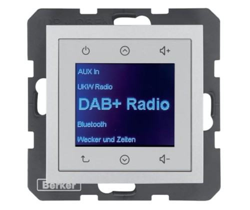 B.x Radio Touch DAB+ aluminium mat 29841404 HAGER BERKER Podtynkowe w gniazdku ścianie B.Kwadrat B.3 B.7