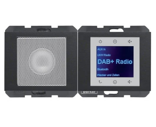 K.1 Radio Touch DAB+ Bluetooth z głośnikiem antracyt mat 30807006 HAGER BERKER Podtynkowe w gniazdku ścianie