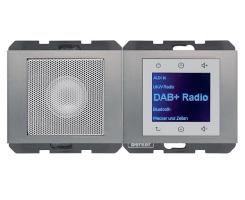 K.5 Radio Touch DAB+ Bluetooth z głośnikiem stal szlachetna 30807004 HAGER BERKER Podtynkowe w gniazdku ścianie
