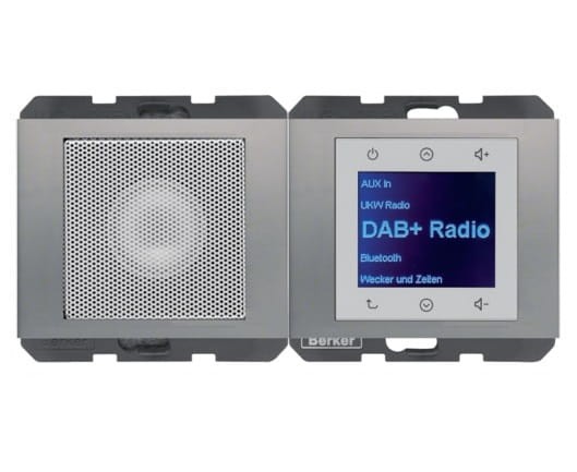 K.5 Radio Touch DAB+ Bluetooth z głośnikiem stal szlachetna 30807004 HAGER BERKER Podtynkowe w gniazdku ścianie