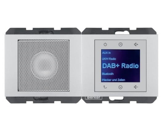 K.5 Radio Touch DAB+ Bluetooth z głośnikiem aluminium 30807003 HAGER BERKER Podtynkowe w gniazdku ścianie