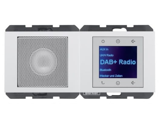 K.1 Radio Touch DAB+ z głośnikiem biały połysk 29807009 HAGER BERKER Podtynkowe w gniazdku ścianie