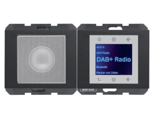 K.1 Radio Touch DAB+ z głośnikiem antracyt mat 29807006 HAGER BERKER Podtynkowe w gniazdku ścianie