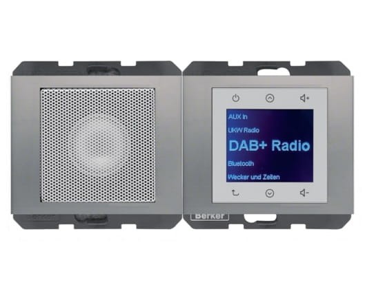 K.5 Radio Touch DAB+ z głośnikiem stal szlachetna 29807004 HAGER BERKER Podtynkowe w gniazdku ścianie