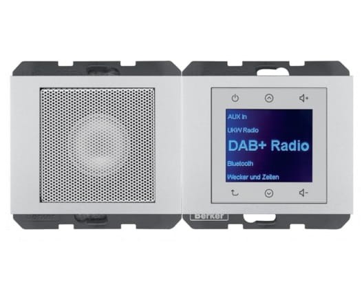 K.5 Radio Touch DAB+ z głośnikiem aluminium 29807003 HAGER BERKER Podtynkowe w gniazdku ścianie