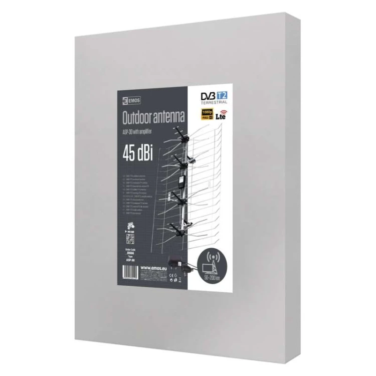 Antena zewnętrzna DVB-T 45 dBi filtr LTE/4G ASP-30 J0666 Emos DVB-T2 UHF VHF DAB