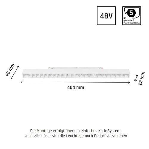 Oprawa Liniowa Lampa Raster LED 40cm 22W do Szynoprzewodu Szyny niskonapięciowy System SHIFT GRID L WLD+40042 WOJNAROWSKI Lighting 3000K Loft nowoczesna sufitowy ścienny oświetlenie szynowe listwa natynkowa podtynkowa 48V biała Inspiracje Premium