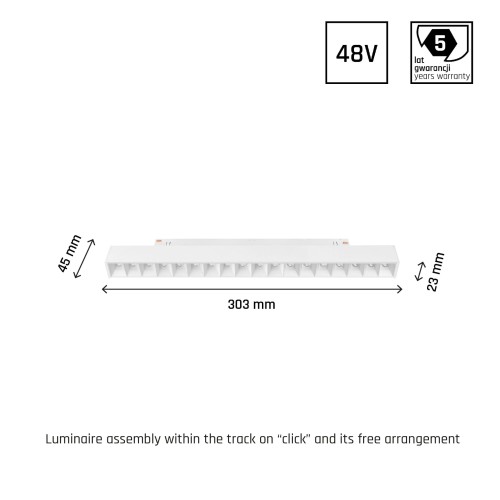 Oprawa Liniowa Lampa Raster LED 30cm 17W do Szynoprzewodu Szyny niskonapięciowy System SHIFT GRID M WLD+40041 WOJNAROWSKI Lighting 3000K Loft nowoczesna sufitowy ścienny oświetlenie szynowe listwa natynkowa podtynkowa 48V biała Inspiracje Premium