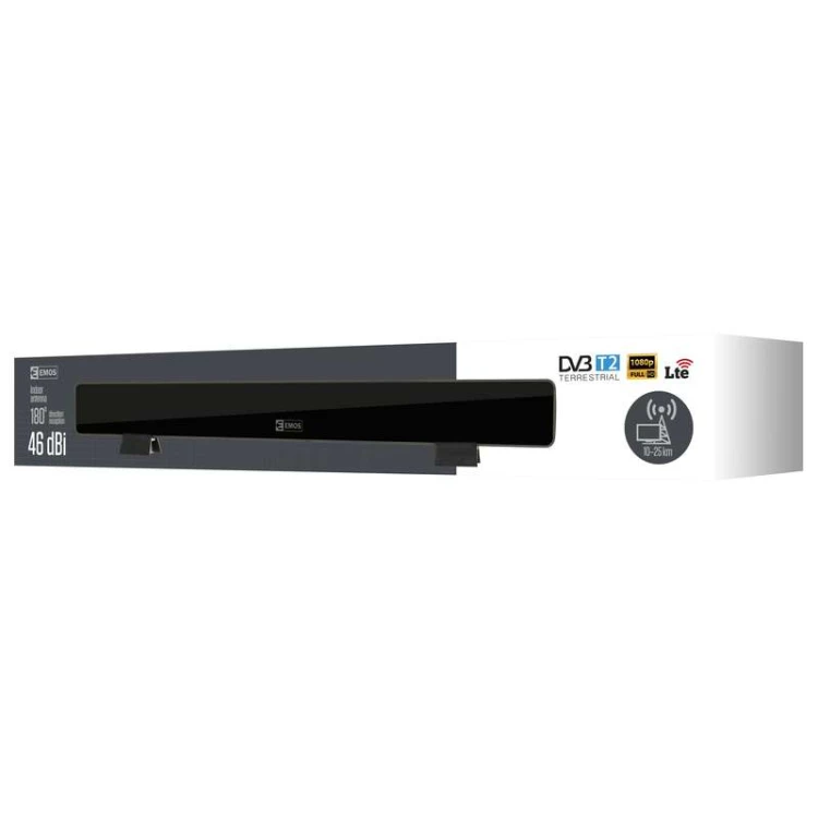 Antena pokojowa wewnętrzna DVB-T 20 dBi filtr LTE/4G HDi 300 J0662 Emos DVB-T2 UHF VHF DAB