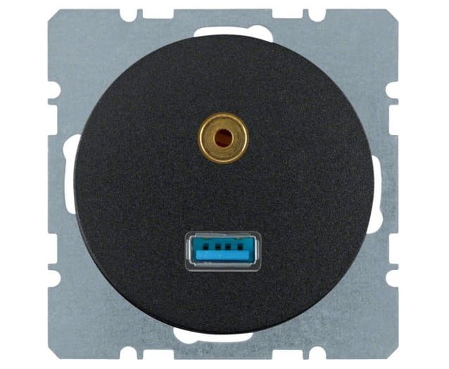 R.1/R.3 Gniazdo USB/3.5 mm audio czarny 3315392045 HAGER BERKER R.1 R.3 Serie 1930 R.classic