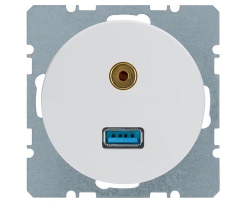 R.1/R.3 Gniazdo USB/3.5 mm audio biały 3315392089 HAGER BERKER R.1 R.3 Serie 1930 R.classic