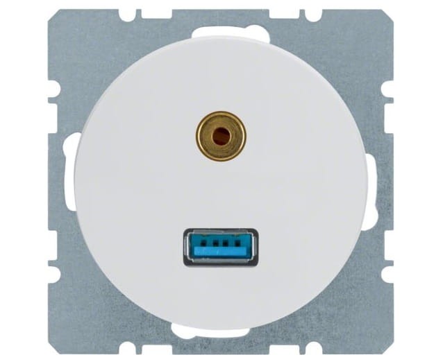 R.1/R.3 Gniazdo USB/3.5 mm audio biały 3315392089 HAGER BERKER R.1 R.3 Serie 1930 R.classic