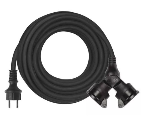 Przedłużacz ogrodowy elektryczny 10m 16A 2x1,5 mm 2 gniazda P0601 Emos czarny podwójny dwukrotny