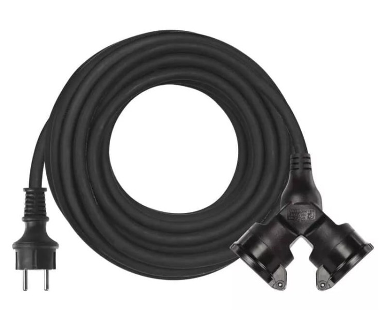 Przedłużacz ogrodowy elektryczny 10m 16A 2x1,5 mm 2 gniazda P0601 Emos czarny podwójny dwukrotny