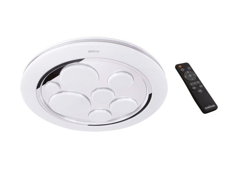 Plafoniera Plafon Łazienkowy DROPS LED C 48W IP44 03866 Struhm Ideus z Pilotem 49cm do łazienki sypialni korytarza jadalni oprawa lampa sufitowa biały srebrny