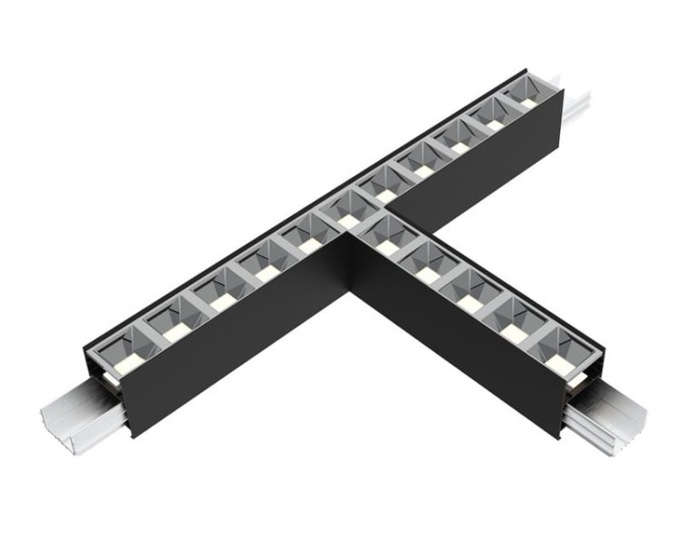 Łącznik T Oprawa liniowa sufitowa biurowa RAGGIO Led-Pol ORO-RAGGIO-BLACK-LED-T-CONNECT ORO18046 Loft nowoczesna lampa sufitowa oświetleniowa aluminiowa ze zintegrowanym źródłem światła czarna czarny Inspiracje Premium