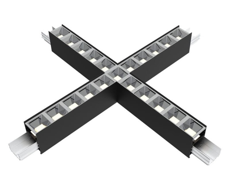 Narożnik Łącznik krzyżowy X Oprawa krzyżowa liniowa sufitowa biurowa RAGGIO Led-Pol ORO-RAGGIO-BLACK-LED-X-CONNECT ORO18049 Loft nowoczesna lampa sufitowa oświetleniowa aluminiowa ze zintegrowanym źródłem światła czarna czarny Inspiracje Premium