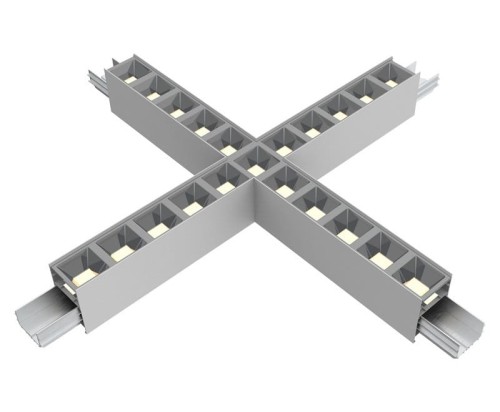 Narożnik Łącznik krzyżowy X Oprawa krzyżowa liniowa sufitowa biurowa RAGGIO Led-Pol ORO-RAGGIO-SILVER-LED-X-CONNECT ORO18048 Loft nowoczesna lampa sufitowa oświetleniowa aluminiowa ze zintegrowanym źródłem światła szara szary srebrna Inspiracje Premium
