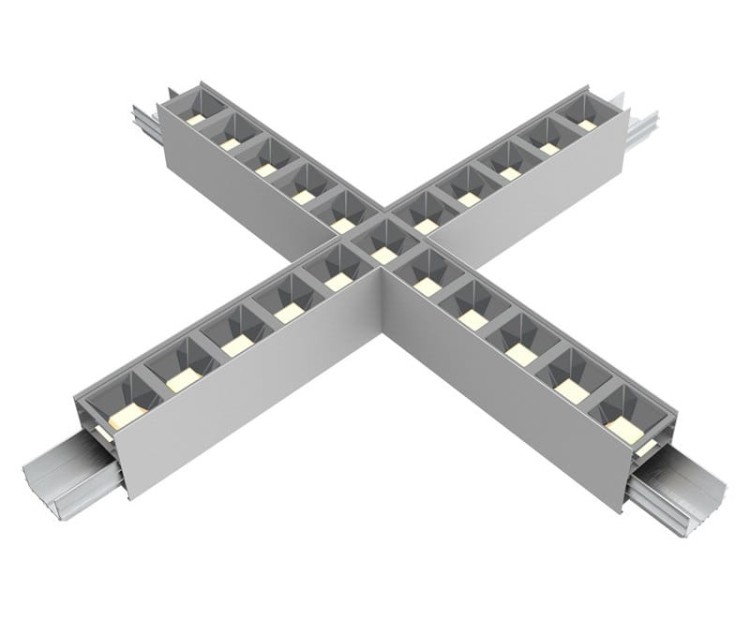 Narożnik Łącznik krzyżowy X Oprawa krzyżowa liniowa sufitowa biurowa RAGGIO Led-Pol ORO-RAGGIO-SILVER-LED-X-CONNECT ORO18048 Loft nowoczesna lampa sufitowa oświetleniowa aluminiowa ze zintegrowanym źródłem światła szara szary srebrna Inspiracje Premium